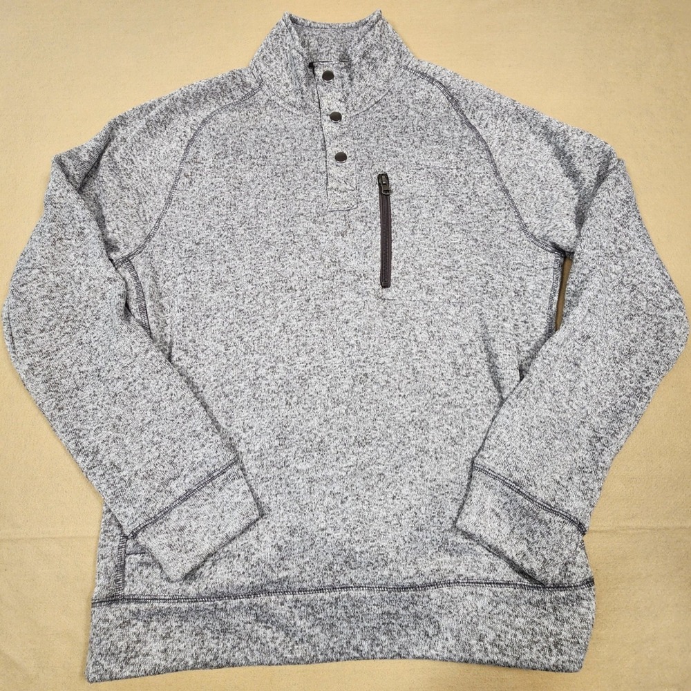 Sonoma Goods For Life Pullover Sweater Mens Medium Gray Snap Neck Fleece Casual
